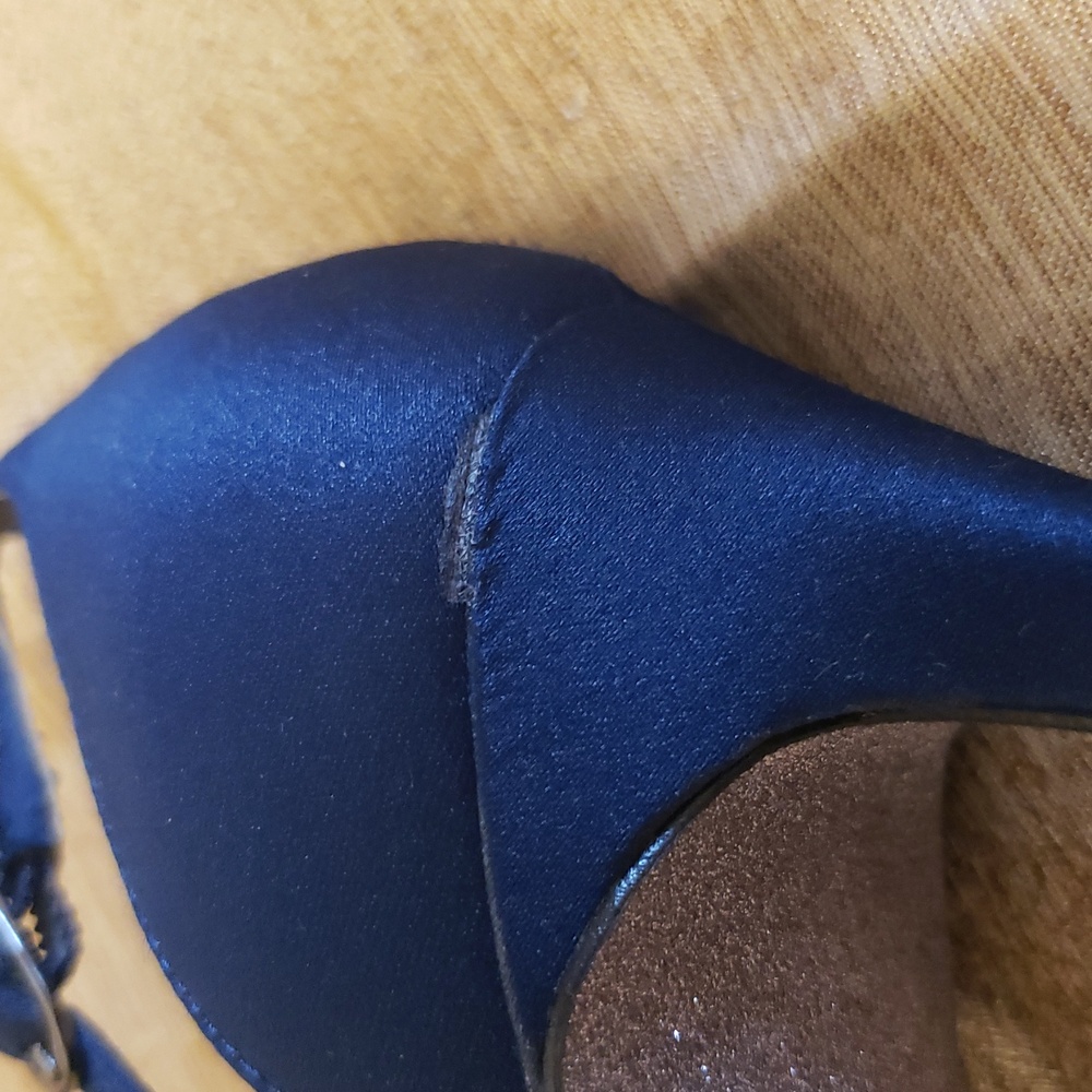NWoT Adrianna Papell Navy Blue Satin Beaded Pointed Toe Pump, Size 7.5 - Picture 16 of 16
